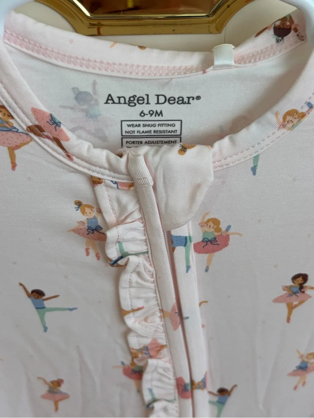 NWT Angel Dear Bamboo Pink Ballerina Print Ruffle Footie Pajama Size 6-9M